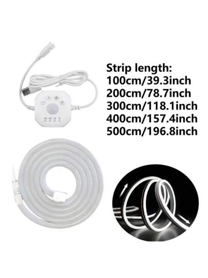 Acosh Neon إضاءة الخطوات التي تعمل بالاستشعار بالحركة بشريط مرن أبيض نيون مع واجهة USB ، طول قابل للتعديل من 1 إلى 5 متر لساللم العمارات والممرات والشرفات وديكور الأعراس والاستخدام في الداخل والخارج ، إضاءة السلالم | تصميم إضاءة حديث | شريط مرن من النيون،