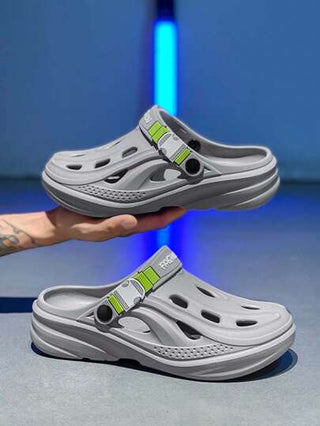 صنادل للرجال مفرغة السطح ، صنادل صيفية خارجية مقاومة للاصطدام مغلقة الأصابع ، صنادل شاطئية وداخلية مقاومة للانزلاق وللاستخدام ، وأسفل سميك