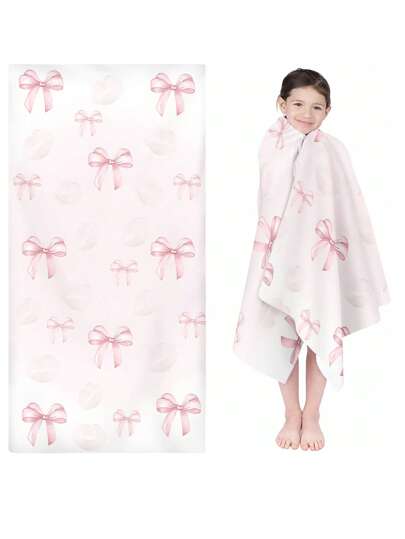 1 قطعة منشفة حمام وردية ذات طباعة شريطية وقوس سحري سريعة الجفاف من القطيفة كهدية عيد ميلاد للفتيات