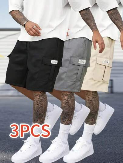 مجموعة من 3 قطع من شورتات العمل سريعة الجفاف ثلاثية الألوان، شورتات رياضية عملية بجيوب متعددة. رقيقة وباردة في الصيف، وهي مريحة وأنيقة، مناسبة للياقة البدنية والأنشطة الخارجية والملابس اليومية العادية.