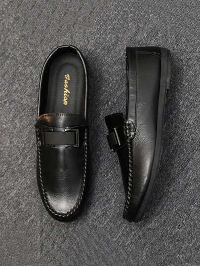 حذاء رجالي كاجوال أعمال بطراز بريطاني جديد لصيف 2025، جلدي سهل الارتداء بقاع ناعمة، حذاء موكاسين رجالي أسود رجعي، مناسب كهدية عيد الأب