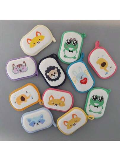 مجموعة من 3 قطع إسفنج قطني لحمام الطفل جميل، فوط حمام كرتونية للأطفال، فرشاة استحمام للطفل، إسفنج ناعم