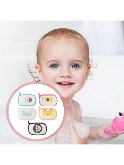 مجموعة من 3 قطع إسفنج قطني لحمام الطفل جميل، فوط حمام كرتونية للأطفال، فرشاة استحمام للطفل، إسفنج ناعم