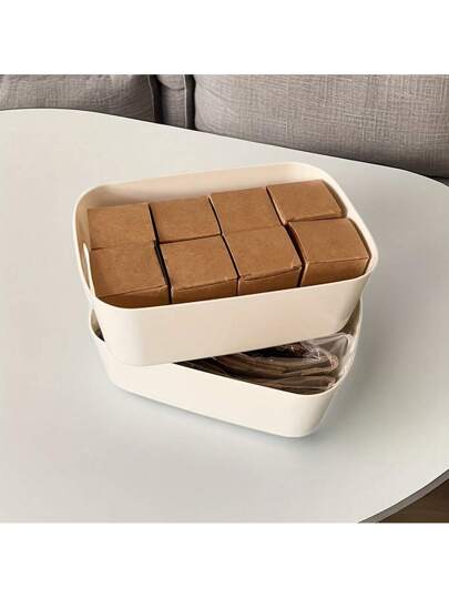 5/9 صندوق تخزين أبيض، منظم مكتبي، صناديق تخزين منزلية للمستحضرات، صناديق تخزين للحمام والمطبخ وغرفة الطالب والأغراض والوجبات الخفيفة، صناديق تخزين الطعام للثلاجة والفصول الدراسية المستخدمة لحفظ الأقلام