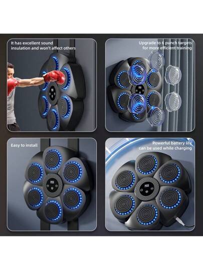 Benbo جهاز بنبو وان للملاكمة والتدريبات القتالية ، مع اتصال بلوتوث ذكي مدمج، إصدار محسن لكل من الرجال والنساء ، مع شحن USB وستة أهداف ملاكمة، وآلة تدريب موسيقى الملاكمة. معدات تدريب لياقة بدنية توفر المساحة مناسبة للاستخدام المنزلي، مثبتة على الحائط.