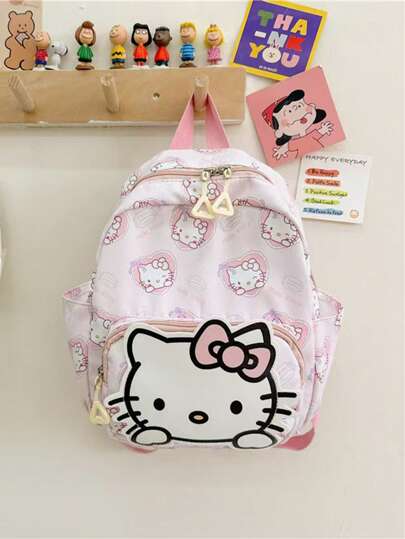 Sanrio حقيبة ظهر كرتونية كاواييي ذات شخصيات أنمي للسفر والتخزين، حقيبة كتف جميلة (قد تكون هناك اختلافات طفيفة في التصميم واللون بين الدفعات المختلفة) (قد تكون بعض الأجزاء عشوائية)، حقيبة هالو كيتي، حقيبة كينامون رول، حقيبة ظهر هالو كيتي