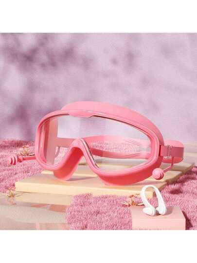 قطعة واحدة من نظارات السباحة للرجال والنساء ذات الإطار الكبير مقاومة للماء ومضادة للضباب وذات وضوح عالي مع مشبك الأنف، تجربة سباحة أفضل، إكسسوارات حمام السباحة