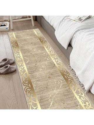 السجادة الممر القابلة للغسل ذات التموج الذهبي، سجادة المدخل و المطبخ، الممر الممر ذو اللون القديم، سجادة أرضية ناعمة لا تنزلق للمنزل الفندقي، للحمام والصالة وغرفة النوم والمطبخ وغرفة الغسيل والمدخل