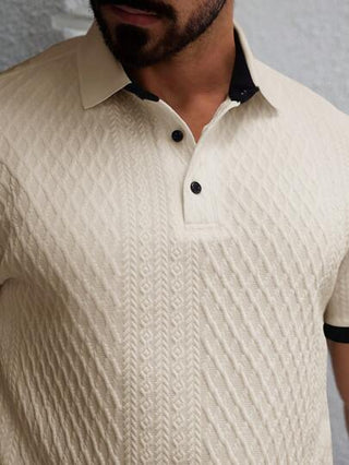 Manfinity CasualCool قميص بولو قصير أكمام طرف اللون الأحادي للرجال، موضة الصيف