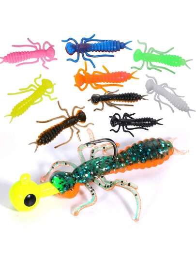 SOUGAYILANG طعوم صيد سمك ناعمة واقعية - ب- 10 ألوان ، 10/20 قطعة ، من مادة ABS المرنة المطاطية ، مصمم بطريقة تموجات تحاكي حركة السباحة الحقيقية