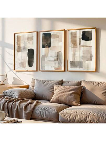 3 أعمال فنية حوائط ذات طبيعة محايدة ومعاصرة، طباعة تمنيمالية باللونين الأسود والبيج، ملصقات أسلوب يابانيندي، ديكور جداري كبير، ديكور إسكندنافي، لوحات قماشية للغرفة المعيشية والنوم والمطبخ والمكتب المنزلي والمقهي والحانة والمدرج والمدخل وغرف المنزل،...