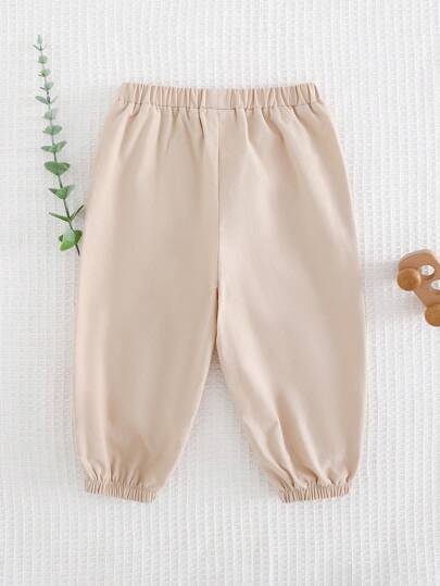 Cozy Pixies بناطيل طول الكاحل للأولاد الصغار ذات خصر مطاطي مربوط بحبل، لون أحادي، مرنة ومريحة