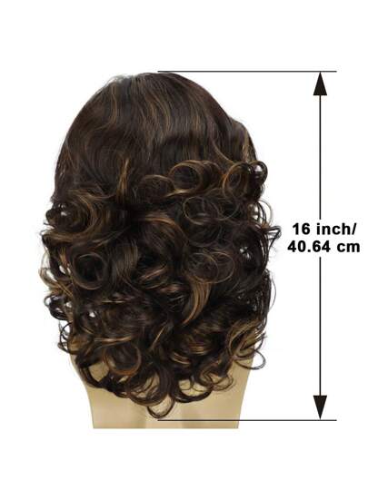 باروكة رجالية طول 16 بوصة، ذات موجات كبيرة مجعدة مصنوعة من ألياف كيميائية مع غرة ، باروكة اصطناعية للرجال عصرية مناسبة للاستخدام اليومي أو حفلات الأعياد كعيد الأب أو هالوين أو الكرنفالات والمهرجانات الموسيقية