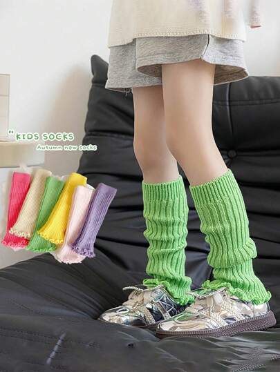 زوج واحد من الجوارب الطويلة Y2K للبنات، جوارب طويلة مريحة للأطفال قابلة للتنفس، مناسبة للخريف والشتاء