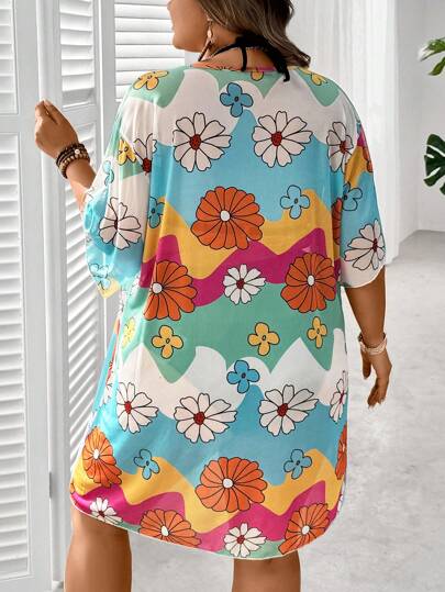 SHEIN CURVE+ فستان الشاطئ بتصميم شفاف قابل للشق مقاسات كبيرة بدون طقم البكيني ، ملابس صيفية للشاطئ للمرأة /فستان شاطئ /ملابس عطلة الشاطئ /أساسيات الشاطئ / حفل تخرج /فستان سهرة صيفي/ريفي/ملابس عطلة الشاطئ/ملابس الشاطئ/ملابس الشاطئ