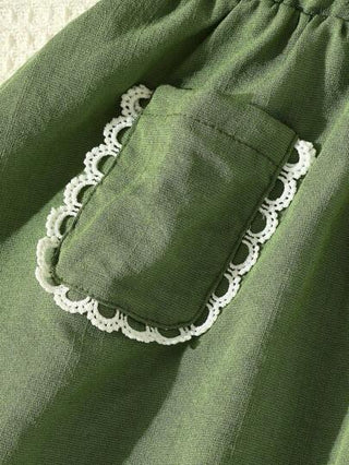 فساتين بيبي Blossori فستان أطفال بنات ريفي ذو ديكور من الدانتيل الأخضر مع حمالات