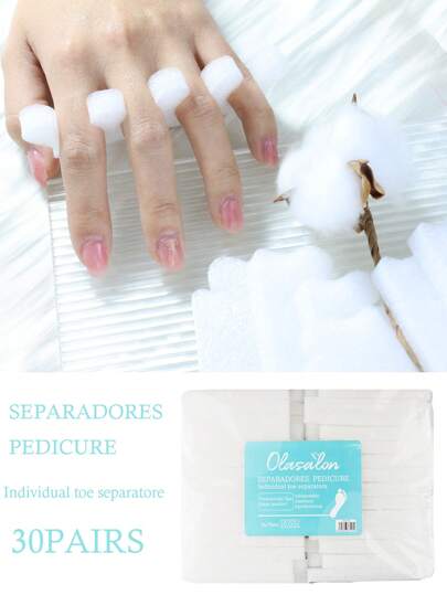 30 زوج فاصل أصابع القدم للطلاء باللون الوردي والأبيض، فاصل أصابع القدم، فاصل أصابع من الإسفنج الناعم، فاصل الأصابع، ملحقات جمالية للعناية باليدين والقدمين في المنزل للطلاء والطلاء الجيلي