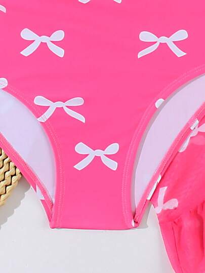 بدلة سباحة قطعة واحدة للبنات المراهقات، مطبوع بطبعة الفراشة مع جزءين مرتبطين ببعضهما البعض بالشبكة، طقم كاجوال