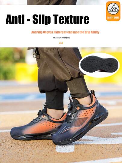 بوت أمان صيفية قابلة للتنفس للرجال خفيفة الوزن مضادة للتحطيم ومضادة للثقب ومقاومة للتآكل وسهلة الارتداء بأزرار دوارة ومضادة للانزلاق وأسفل ناعم بوت أمان