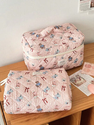 حقيبة مكياج مقسمة مخططة باللون الأخضر، حقيبة غسيل عصرية وكاجوال سعة كبيرة، حقيبة تخزين مسطحة، حفاضات صحية، وسادة حقيبة، سماعات أذن سلكية، شاحن، أحمر شفاه، مستحضرات تجميل، ديكور منزلي، مناسبة للأمهات، الطلاب، الموظفات، الموظفين، المفاتيح، هدايا العطلات