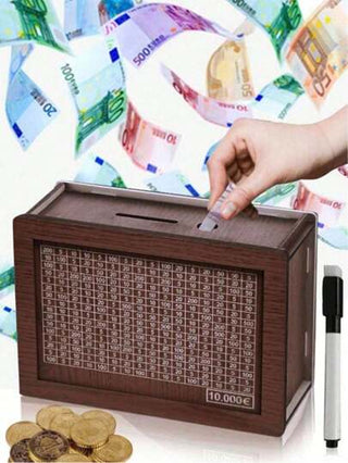 أثاث مكتبي صندوق خشبي آمن كنز الادخار المنزلي الإبداعي قطعة واحدة ، خزنة نقدية خشبية مع هدف لعد القطع النقدية، تجميع DIY، مناسب للأولاد والبنات، ألوان عشوائية ، لوازم المدرسة ، العودة إلى المدرسة