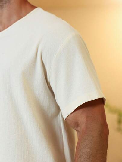 Manfinity Nomadique قميص قصير فضفاض ذو رقبة مستديرة وأزرار للرجال ، قمصان شاطئ للرجال ، ملابس للأجازات للرجال