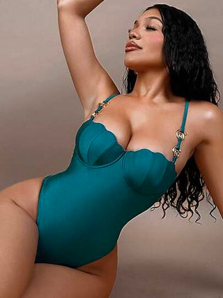 مايوه حريمي قطعة واحدة Swim SXY بذلة السباحة الأنيقة للنساء ذات الشكل المحدب باللون الواحد مع أشرطة قابلة للتعديل، بذلة سباحة أنيقة وعصرية من قطعة واحدة