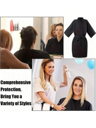 رداء حلاقة محترف مقاوم للماء وغير لاصق، بتصميم ضيق مناسب، قابل لإعادة الاستخدام، مقاوم للزيوت، غير كهربائي، ونسيج قابل للتنفس، مثالي للقص والتصفيف والصبغ والتمويج وعلاجات الشعر، خفيف الوزن ومريح، رداء كامل التغطية للصالون والحلاقة المنزلية، ملابس...