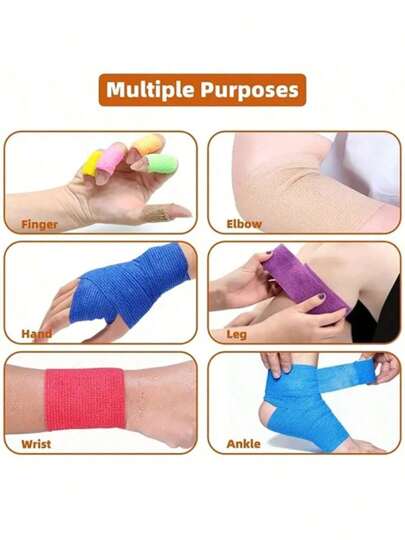 مجموعة من 2 لفة من ضمادة لاصقة مرنة - شريط رياضي متعدد الألوان لدعم الكاحل والركبة والرسغ - قماش غير منسوج ، لمنع إصابات كرة القدم - عرض 5 سم ، ضمادة مفاصل متعددة الأغراض ، ضمادة مرنة شريط عنكبوتي للرياضة الحيوانات الأليفة الخارجية ضمادة لاصقة مرنة معاد ت