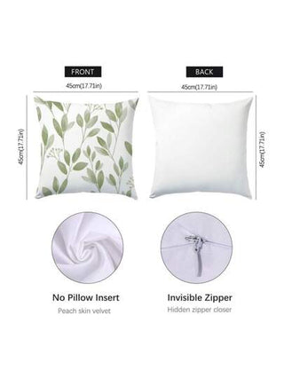 6 أغطية وسائد مطبوعة بطراز هندسي ورقي أخضر بسيط، مصنوعة من خامة الفلانيل المرجاني أحادية الجانب، بمقاس 45*45 سم/18*18 بوصة، لوسائد أريكة القماش الحديث، ديكور المنزل، زينة الحفلات، هدية