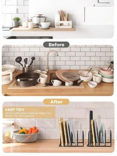 SHEIN رف تخزين متعدد الوظائف لألواح الخضروات للأسطح المنزلية، بدون تركيب مطلوب،رف لتجفيف الأطباق والتخزين (باستثناء الأطباق والشبكة الحديدية)