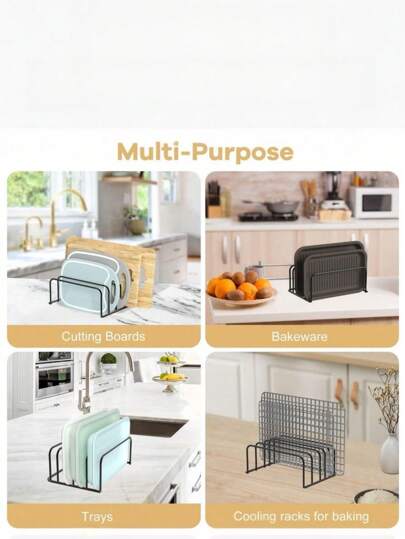 SHEIN رف تخزين متعدد الوظائف لألواح الخضروات للأسطح المنزلية، بدون تركيب مطلوب،رف لتجفيف الأطباق والتخزين (باستثناء الأطباق والشبكة الحديدية)