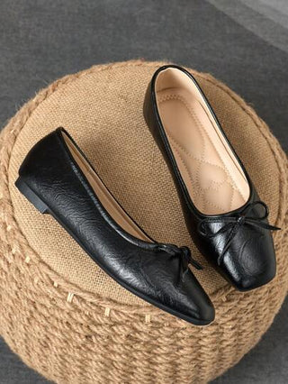 زوج من أحذية نسائية ذات أصابع مربعة مسطحة، من الجلد الناعم للمكتب، متعددة الاستخدامات، كاجوال، بنمط المشاة، سهلة الارتداء، ذات نعل ناعم، بطراز جنوي، أحذية للمواصلات