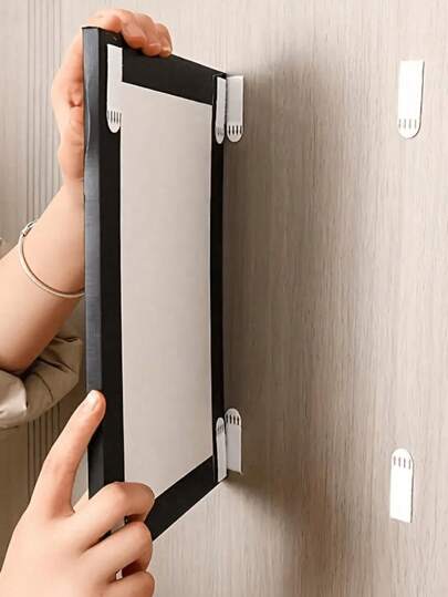 أثاث مكتبي شرائط علقة الصور بدون ثقب - خطافات جدارية قابلة للإزالة ذات وجهين لإطارات والأعمال الفنية، ملصقات تركيب لاصقة مقاومة للماء