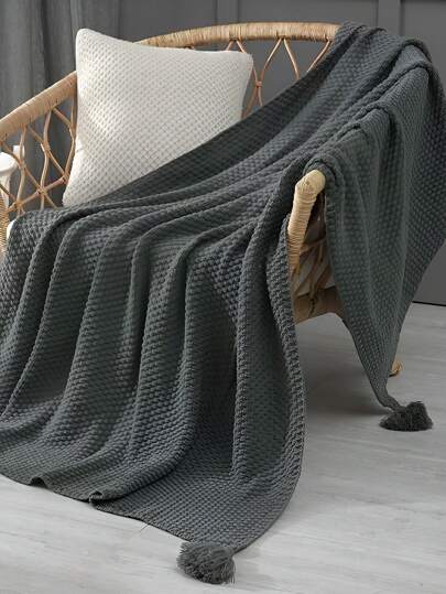 قطعة واحدة من البطانية الشمالية الأسلوب الرجعي المصنوعة من الشرابات الخفيفة والناعمة والقابلة للتنفس، كشال، رمية أريكة، باللون الرمادي الغامق، مناسبة للغفوة في المكتب، لجميع الفصول