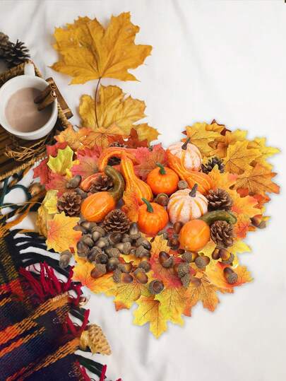 50 قطعة - kürbisse kunstfürkürbisse, herbsternte falsche kürbisset für hausdekoration, herbstkürbisdekoration set, mini künstliche kürbis ahornblätter eicheln dekorationen für zuhause, hochzeit, herbst middlep iece deko, halloween, erntedankfest,...