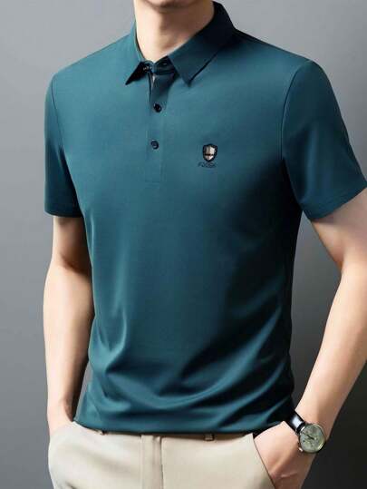 قميص بولو رجالي قابل للتنفس ذو ياقة مرفوعة، ملابس شكلية رسمية وكاجوال خفيفة للصيف