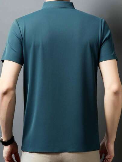 قميص بولو رجالي قابل للتنفس ذو ياقة مرفوعة، ملابس شكلية رسمية وكاجوال خفيفة للصيف