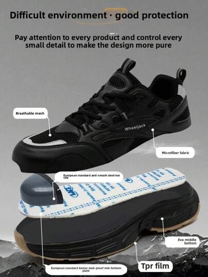 بوت أمان ذات رؤوس معدنية للرجال - بوت رياضية جديدة بتصميم عصري، بوت حراسة الأمن/البناء مضادة للتهشم والثقب. بوت أمان للعمل للرجال تحمي من الصدمات والثقب، بوت حماية لمواقع البناء والأمن