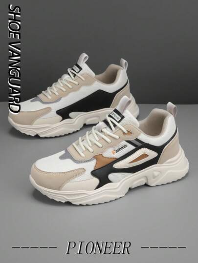 أحذية رياضية كاجوال بألوان متباينة وخطوط ووصلات لرجال للخروج والركض، مناسبة للمراهقين وللاستخدام اليومي، متنفسة وذات تصميم شخصي مناسب