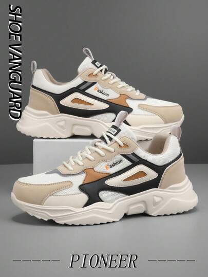 أحذية رياضية كاجوال بألوان متباينة وخطوط ووصلات لرجال للخروج والركض، مناسبة للمراهقين وللاستخدام اليومي، متنفسة وذات تصميم شخصي مناسب