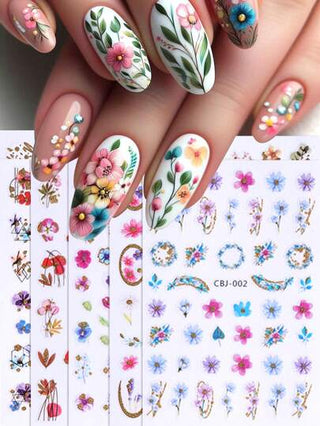 ملصقات فنية لأظافر بتصميم زهور الترتر الذهبي، 8 قطع، بألوان ذهبي وزهري وبنفسجي، بتلات زهور ملونة، خطوط فرنسية، أقحوان، أوراق، فراشات، حرف، ورد، ديكور أظافر ربيعي وصيفي أنيق بطراز Y2K، مستلزمات الديكور