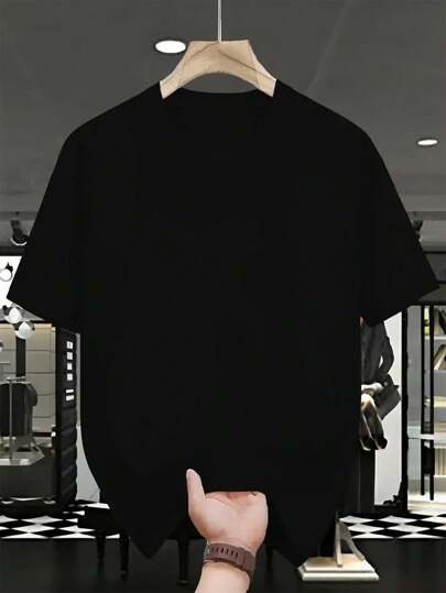 Manfinity Homme قميص كاجوال بأكمام قصيرة مطبوع عليه إمدادات صالون حلاقة الرجال