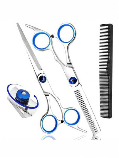 مجموعة مقصات حلاقة محترفة - للأيدي اليمنى، مقصات تمكين النسيج وتفتيح الشعر لجميع أنواع الشعر، مقصات تمكين نسيج خالية من العطور مجموعة مقصات حلاقة محترفة