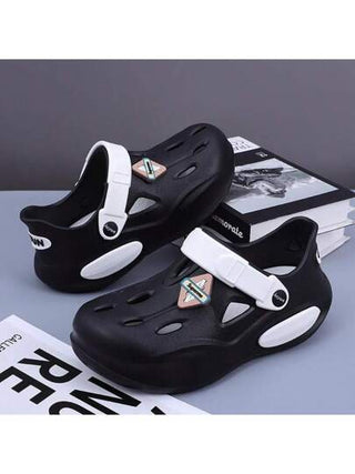 صنادل تنزه رجالية مفرغة، صنادل خارجية قابلة للارتداء ضد الانزلاق ومريحة للشاطئ، متنفسة وصديقة للبيئة