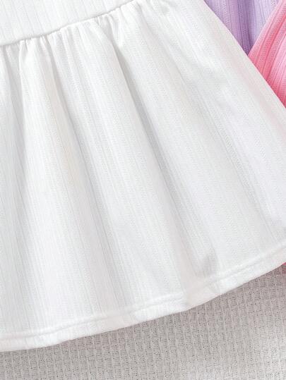 فساتين بيبي مجموعة من 3 فستان للبنات الرضع موضة، بتصميم أكمام بلا كتف ذات ألوان دوبامين، ملائمة للصيف والخارج