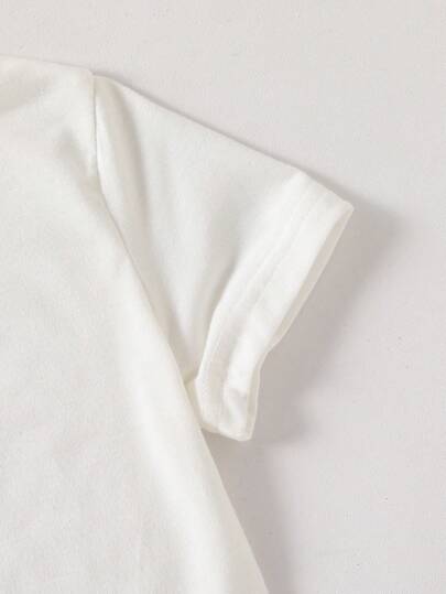 تيشيرتات بناتي تي شيرت قصيرة الأكمام بياقة مستديرة وبنطال، طقم صيفي للفتاة الشابة بتصميم مبسط