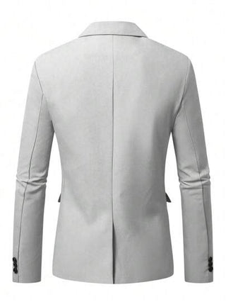 Manfinity Bizformal بليزر رجالي مطابق مع طوق مدبب وتفاصيل الأطراف، مناسب للعمل والتنقل اليومي وارتداء كل يوم