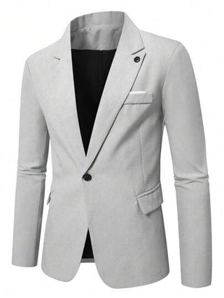 Manfinity Bizformal بليزر رجالي مطابق مع طوق مدبب وتفاصيل الأطراف، مناسب للعمل والتنقل اليومي وارتداء كل يوم