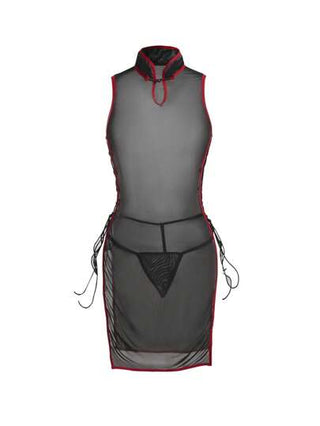لانجيري حريمي Fantasy Costume قميص نوم نسائي شبكي مقلم من الجانب بأربطة جانبية جذاب
